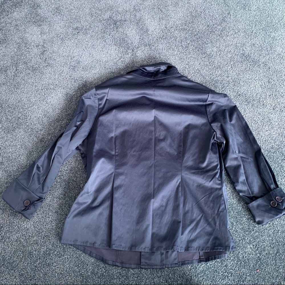 Linea by Louis Dell'Olio Blue Shiny Blazer Jacket Shirt - Picture 9 of 11